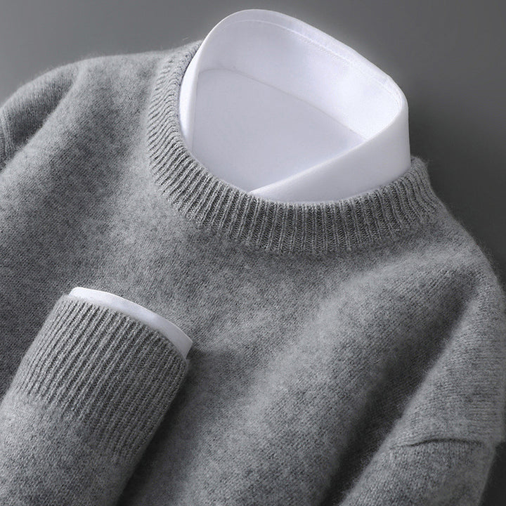 Herren-Wollpullover, halbhoher Kragen, gestrickt, locker