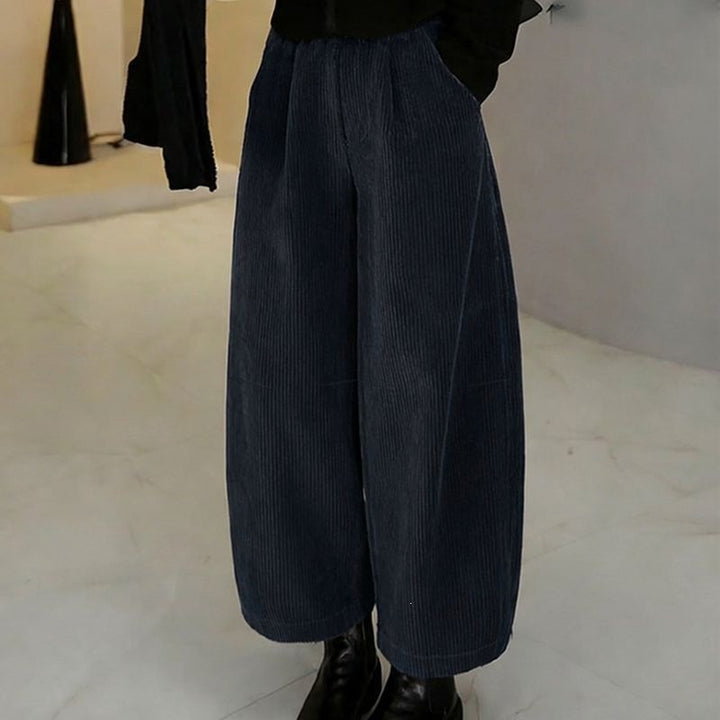 Damen-Kordhose, weit geschnitten, elastischer Bund
