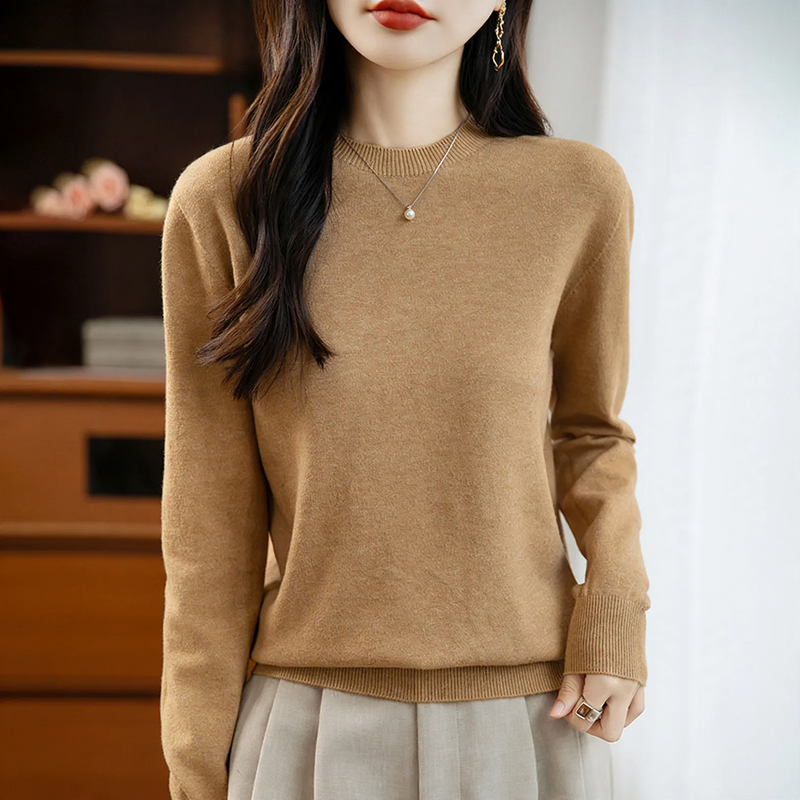 Damen Strickpullover, nahtlos, Rundhalsausschnitt