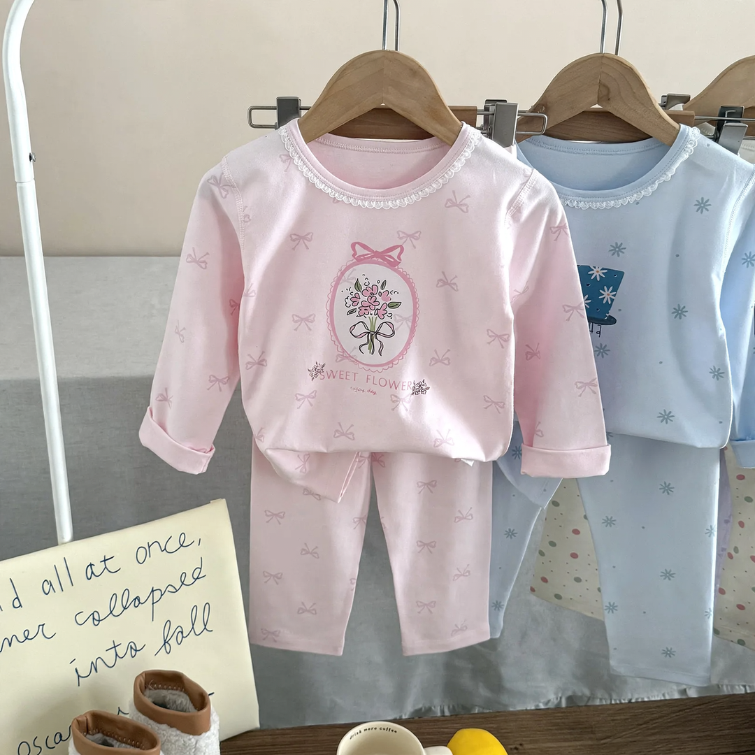 Kinder-Schlafanzug-Set, Baumwollmischung, verschiedene Muster