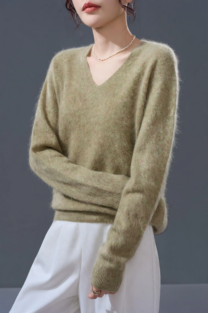 Damen-Kaschmirpullover, aufgeraut