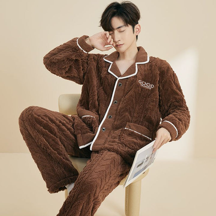 Herren-Pyjama-Set, Flanell, warm und atmungsaktiv