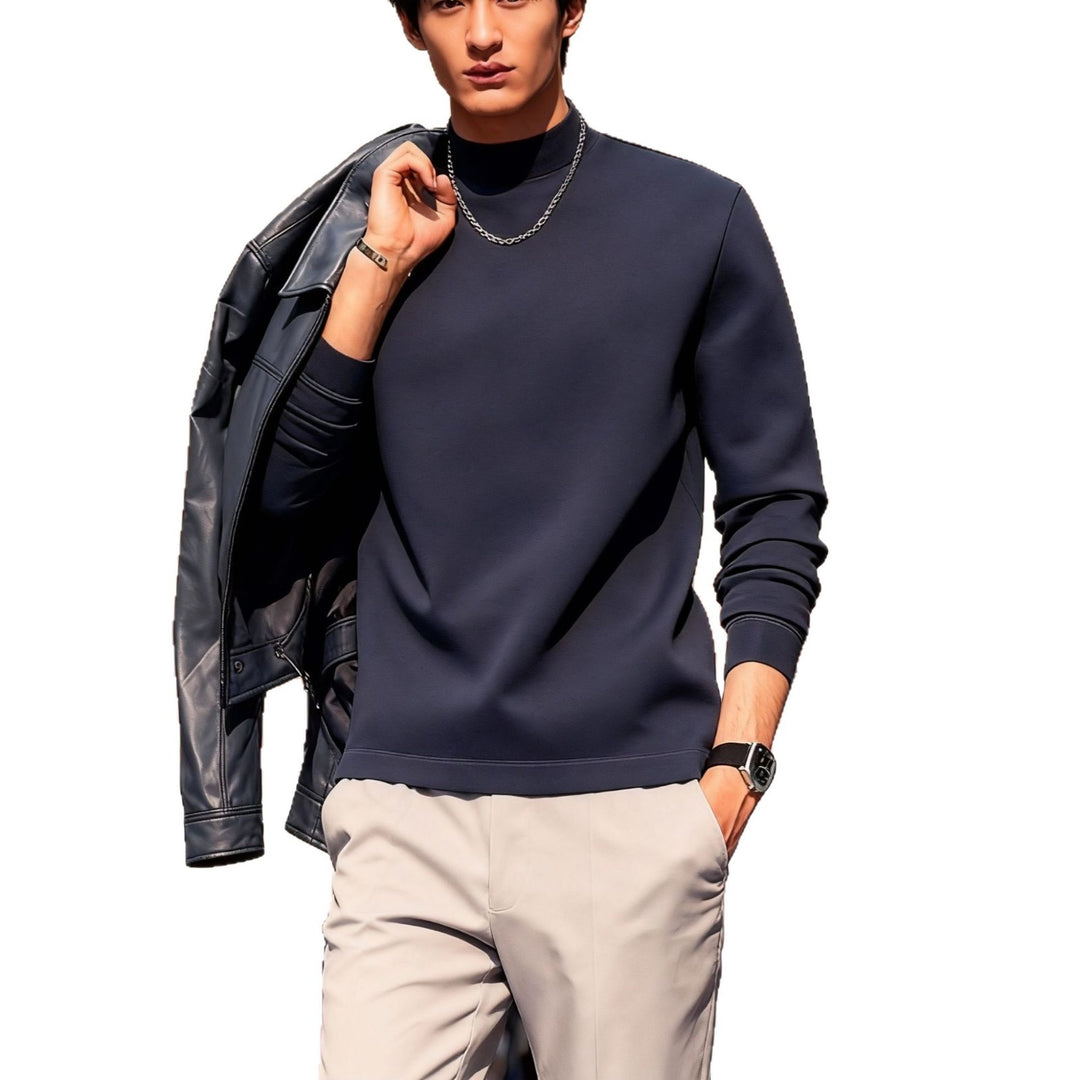 Herren-Langarmshirt mit Stehkragen und Thermofutter