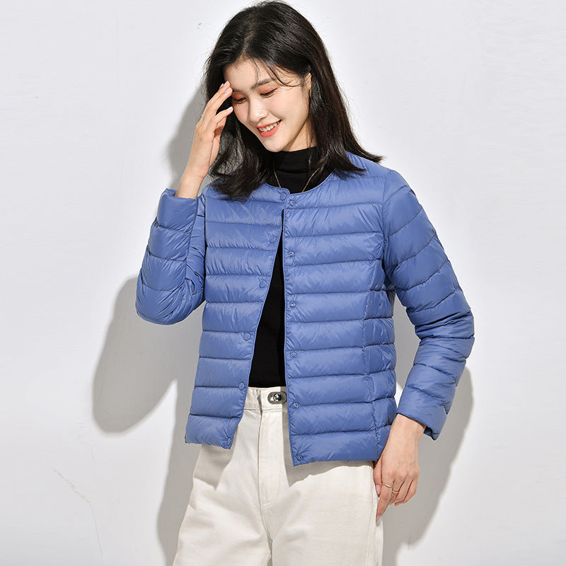 Leichte Damen-Daunenjacke, kurz, als Unterziehjacke
