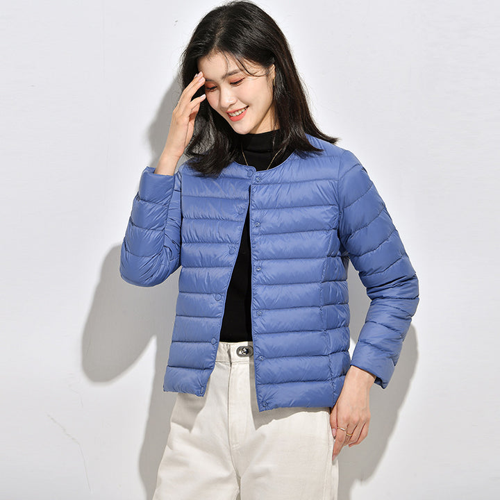 Leichte Damen-Daunenjacke, kurz, als Unterziehjacke