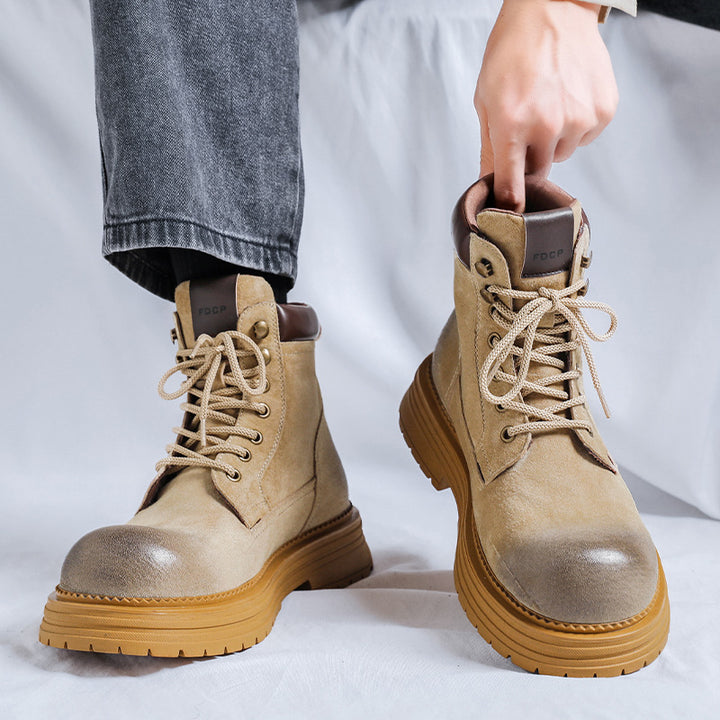Gefütterte Herren-Arbeitsstiefel, Vintage-Stil