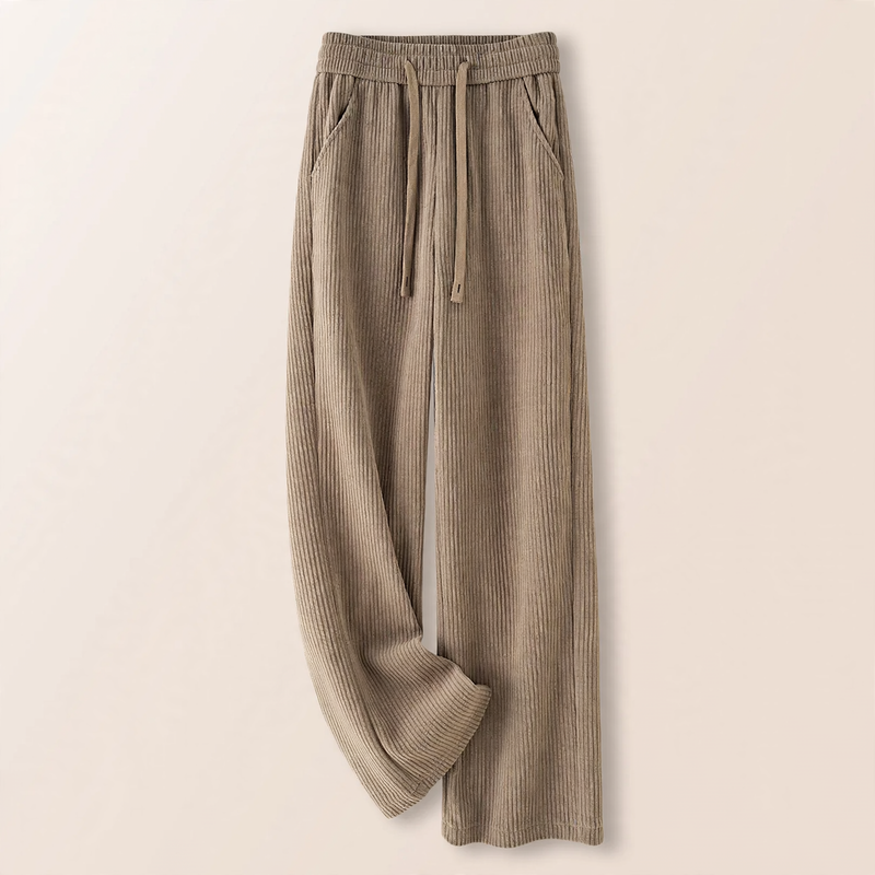 Gefütterte Cord-Hose mit hoher Taille