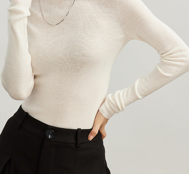 Damen-Rollkragenpullover, 100% Wolle, nahtlos