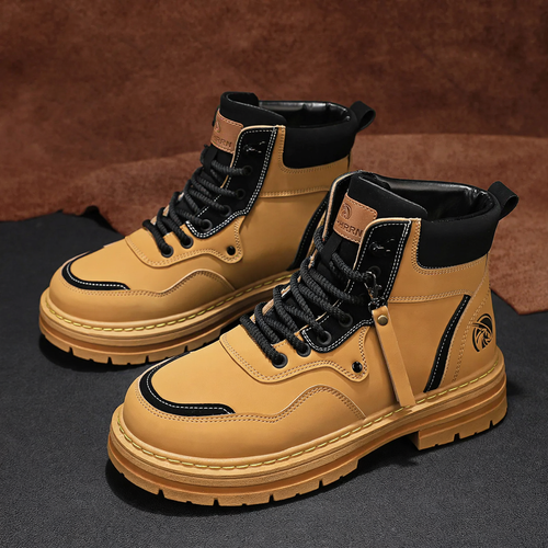 Herren-Stiefel, High-Top, Leder, Vintage-Stil, Winter