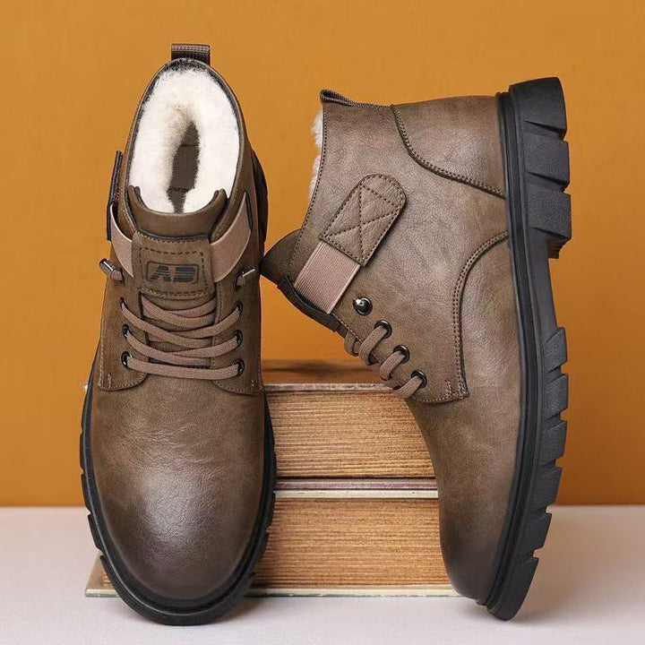 Gefütterte Herren-Stiefel, High-Top, Kunst-PU, Winter