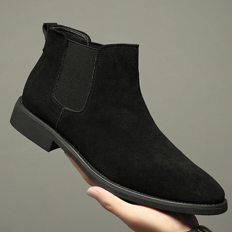 Herren-Chelsea-Stiefel, Wildleder-Optik, spitz zulaufend