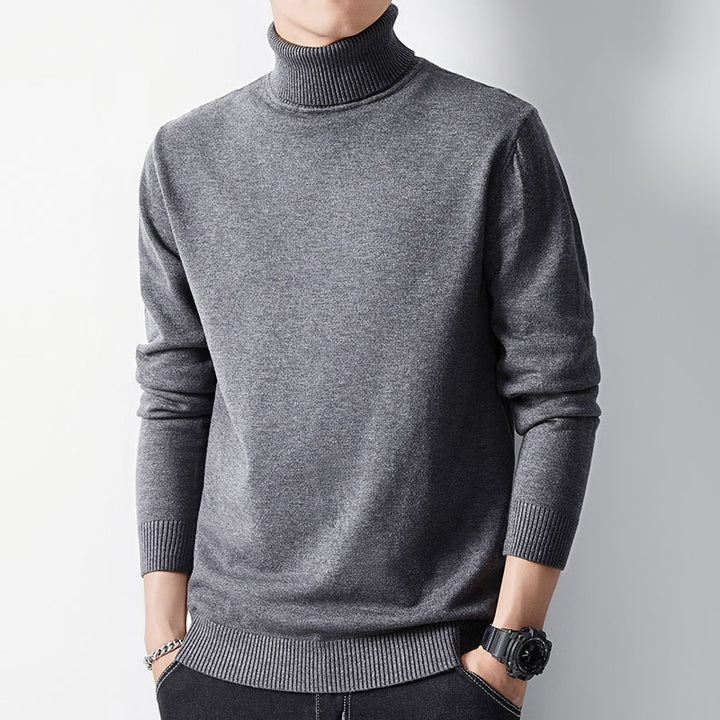 Herren-Strickpullover mit hohem Kragen, körperbetont