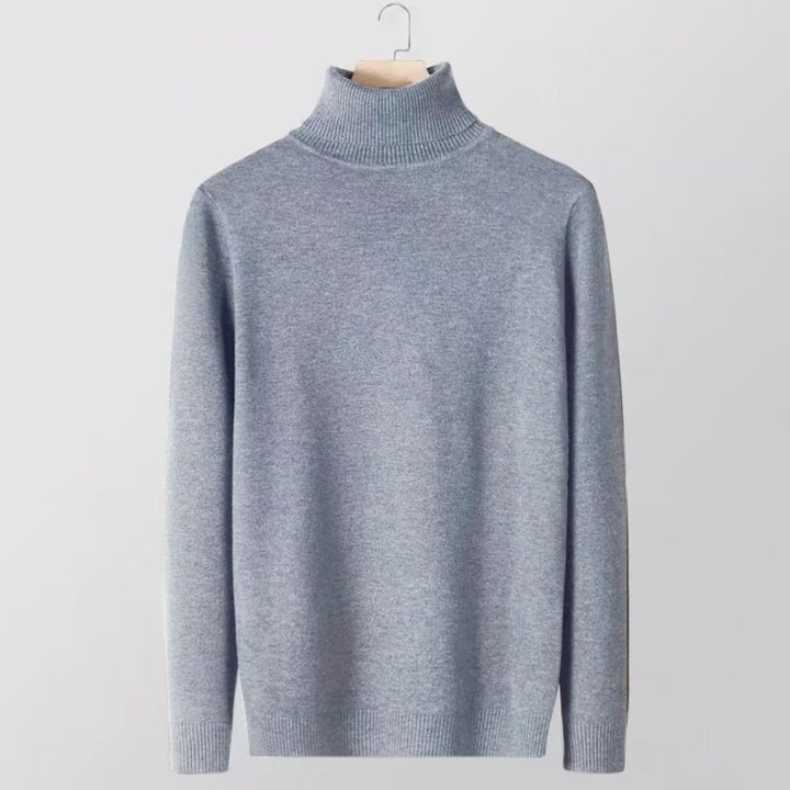 Herren-Strickpullover mit hohem Kragen, körpernah