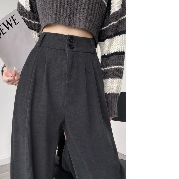 Damen-Cordhose, weit geschnitten, gefüttert