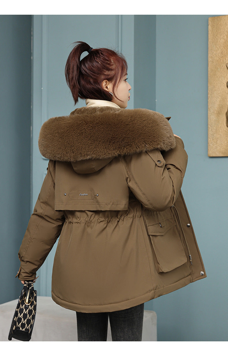Lockerer Damen-Parka mit Kunstfellkragen
