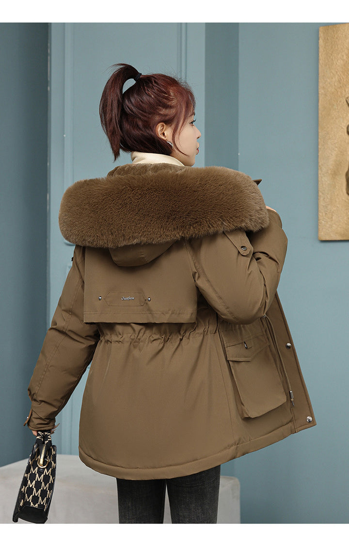 Lockerer Damen-Parka mit Kunstfellkragen