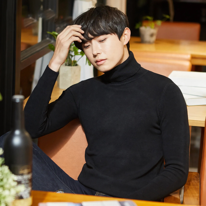 Herren-Rollkragenpullover, gefüttert, warm