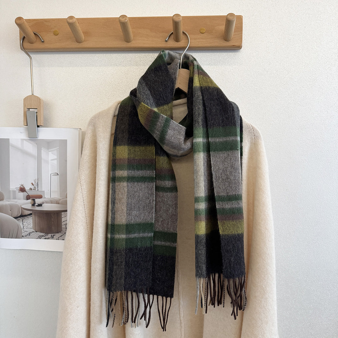 Wollschal mit Karomuster, 100% Wolle, 165x30 cm