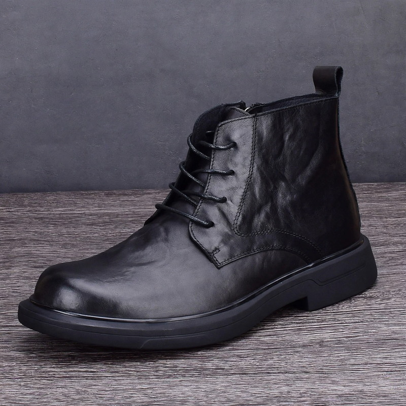 Gefütterte Herren-Lederstiefel für den Winter