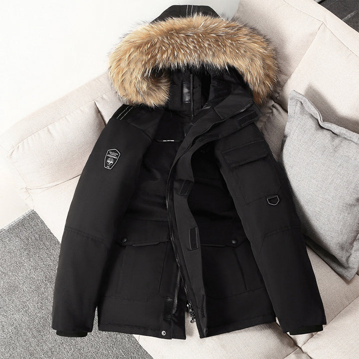 Gefütterte Herren-Daunenjacke mit Kragen