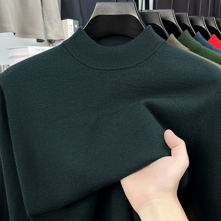Herren-Wollpullover mit Stehkragen, schlicht und warm