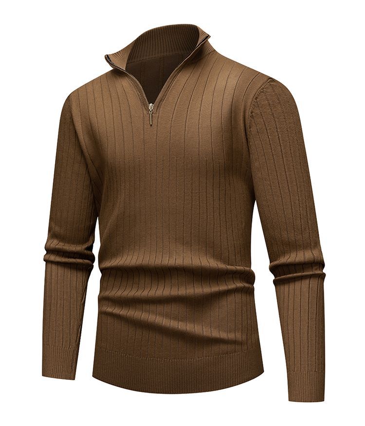 Herren-Strickpullover mit Stehkragen und Reißverschluss
