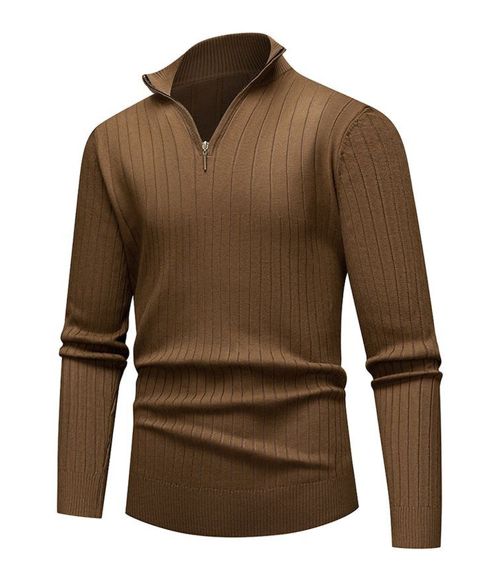 Herren-Strickpullover mit Stehkragen und Reißverschluss