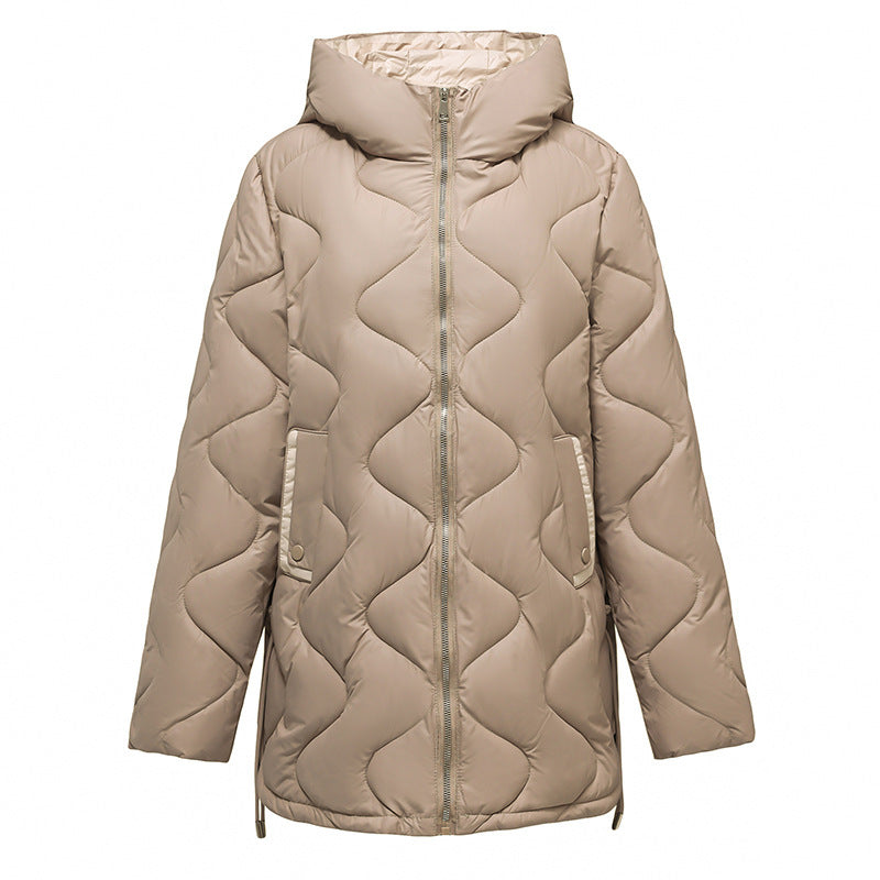 Damen-Steppjacke, mittellang, ohne Kragen