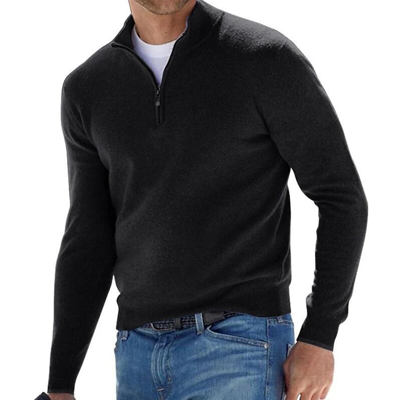 Herren-Langarm-Kaschmirpullover mit Reißverschluss