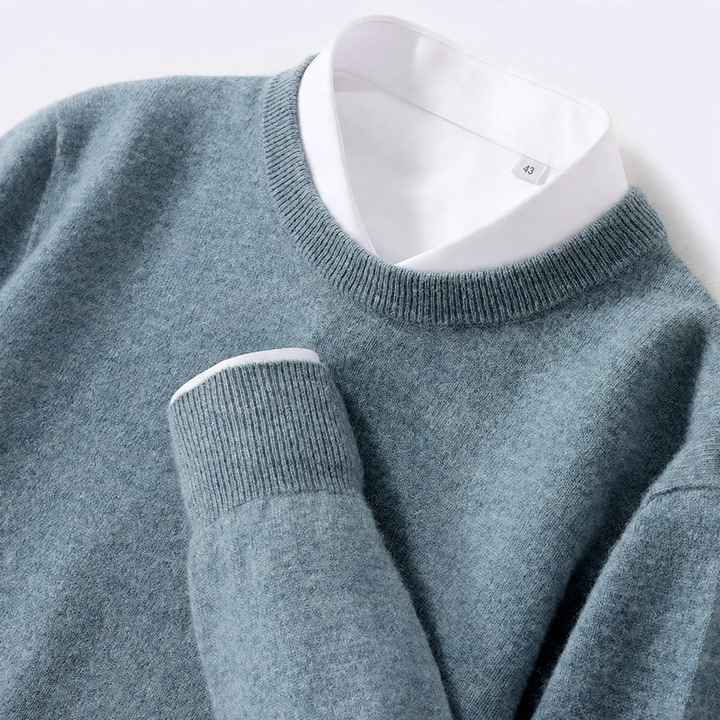 Herren-Wollpullover mit Rundhalsausschnitt