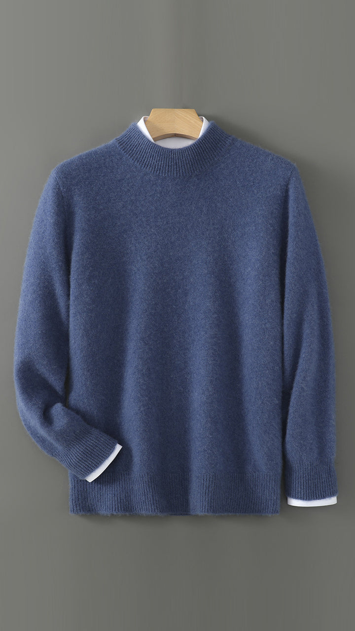 Herren-Wollpullover, Rundhals, einfarbig, Business-Casual