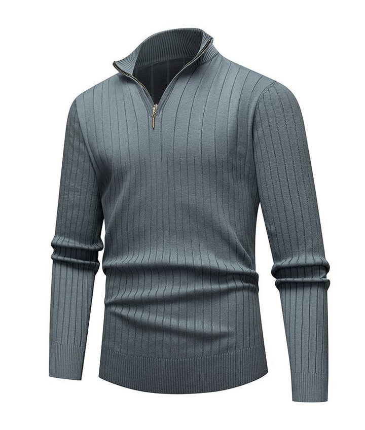 Herren-Strickpullover mit Stehkragen und Reißverschluss