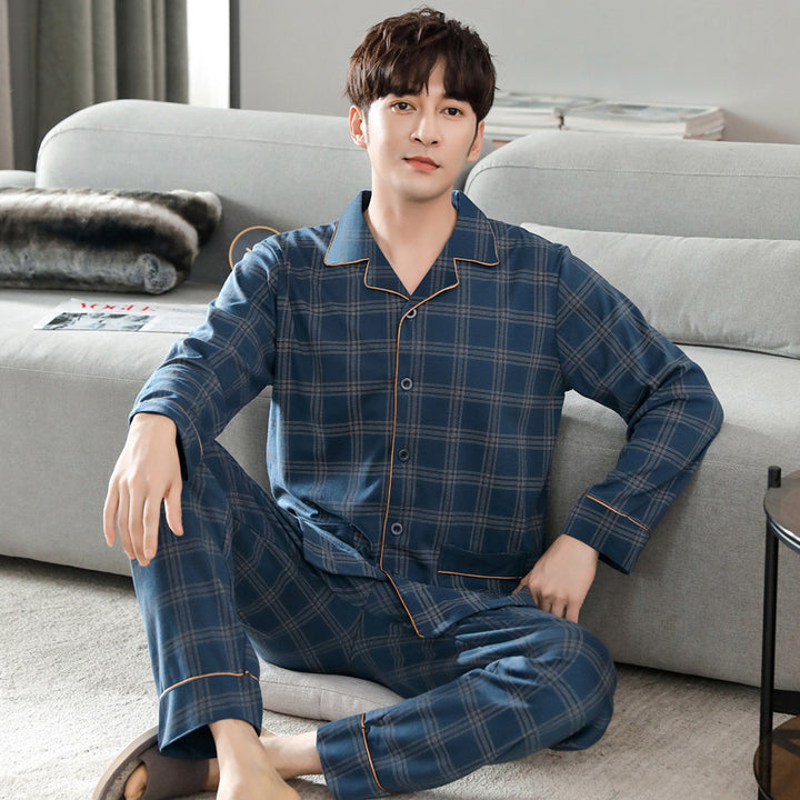 Herren-Pyjama-Set, Baumwolle, Langarm, verschiedene Größen
