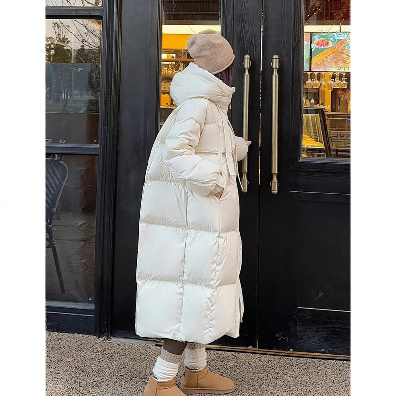Lange Damen-Winterjacke im koreanischen Stil