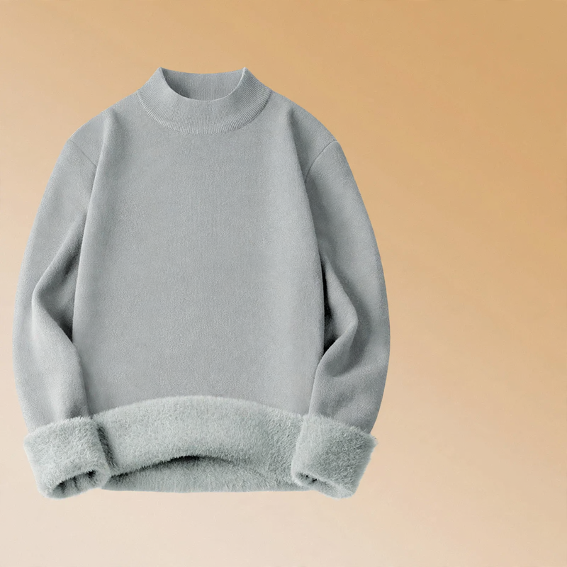Herren-Strickpullover, gefüttert, Stehkragen