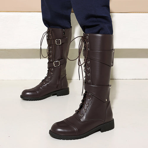 Herren-Stiefel mit Schnallen und Schnürung