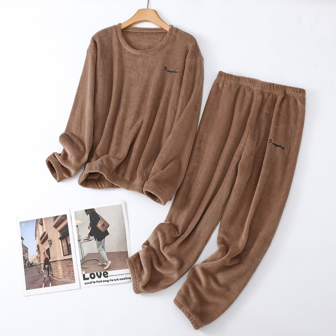 Damen-Schlafanzug aus Korallenfleece, warm, lockere Passform