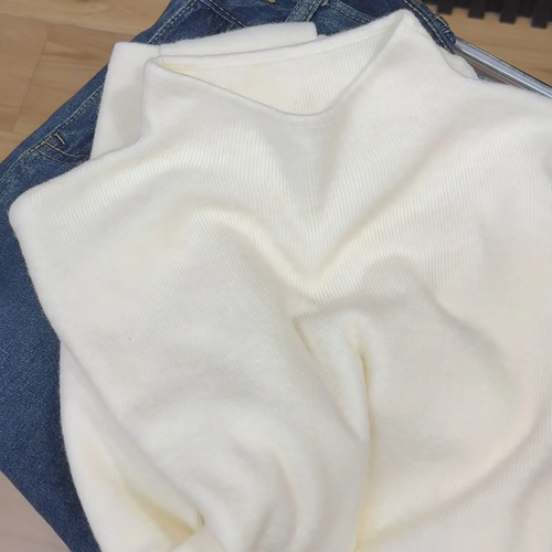 Damen-Strickpullover, Stehkragen, schlichtes Design