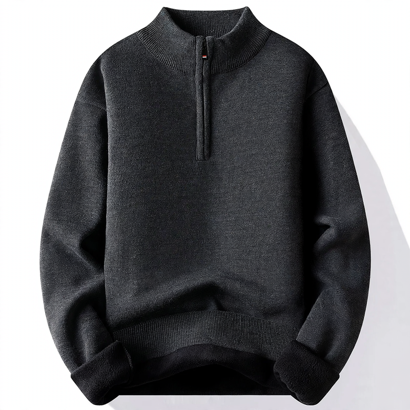 Gefütterter Herren-Strickpullover mit Reißverschluss