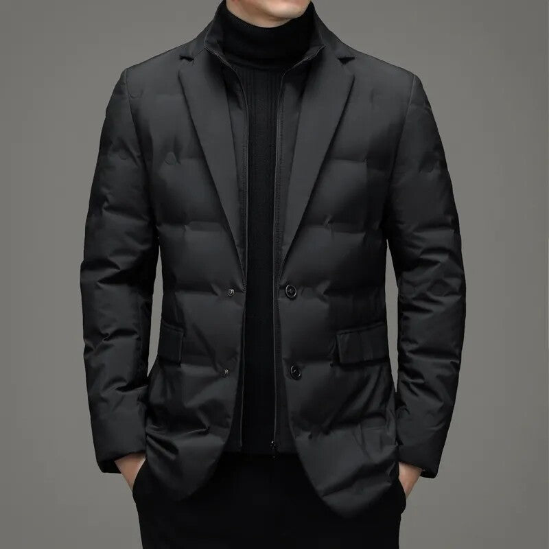 Herren-Daunenjacke im Sakko-Stil mit abnehmbarem Kragen