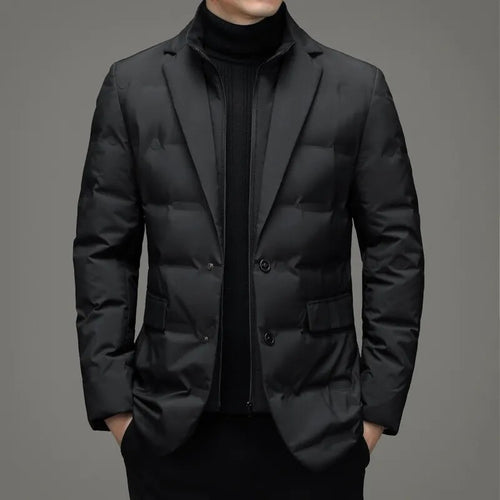 Herren-Daunenjacke im Sakko-Stil mit abnehmbarem Kragen
