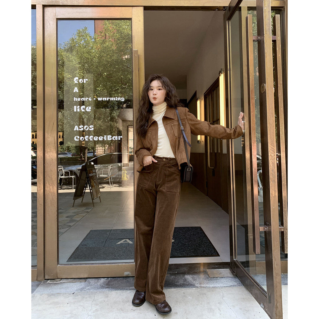 Elastische Damen-Cordhose, gerade geschnitten