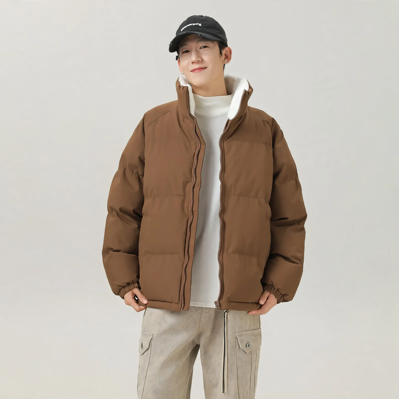 Unisex-Winterjacke, Lammfleece, gefüttert, warm