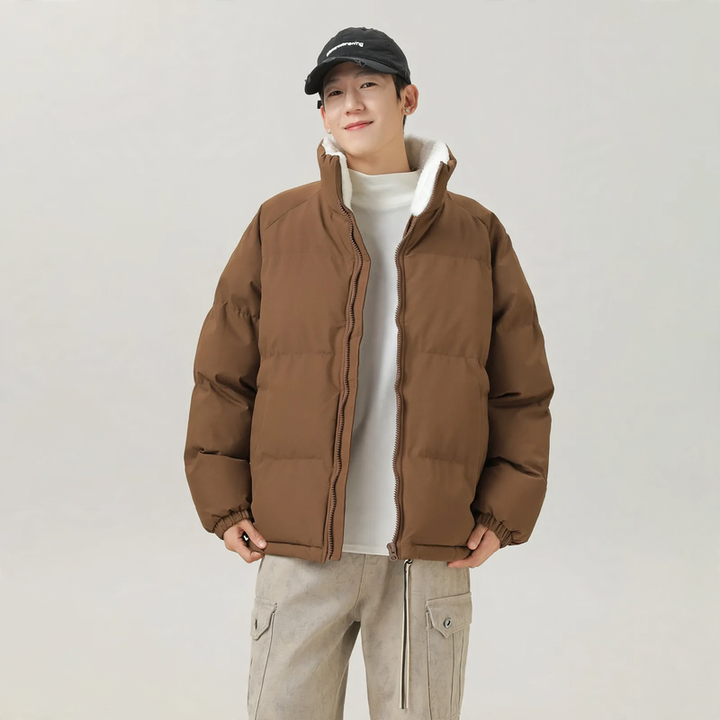 Unisex-Winterjacke, Lammfleece, gefüttert, warm