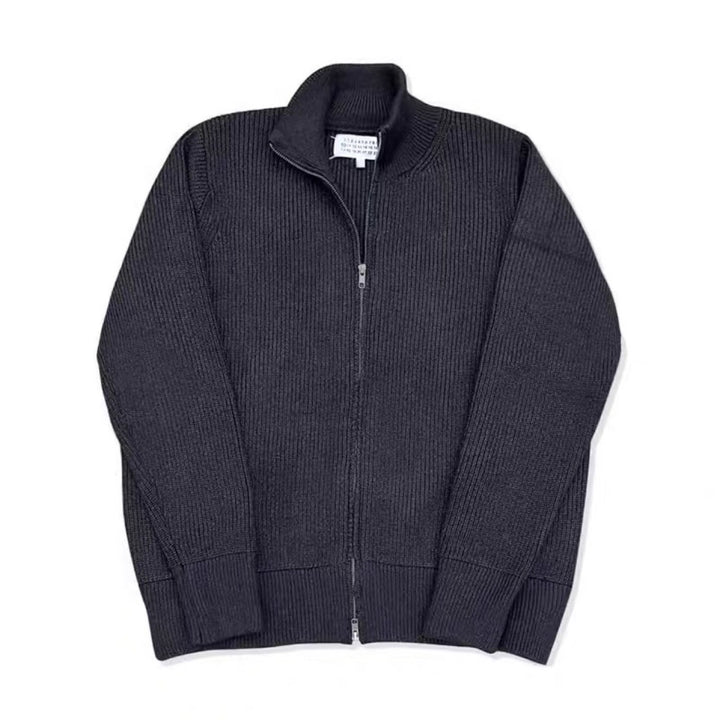 Unisex-Strickjacke mit Rollkragen und Doppelreißverschluss