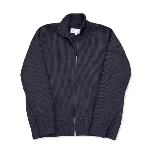 Unisex-Strickjacke mit Rollkragen und Doppelreißverschluss