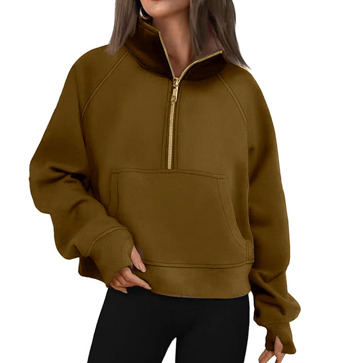 Damen-Sweatshirt mit Reißverschluss und Raglanärmeln