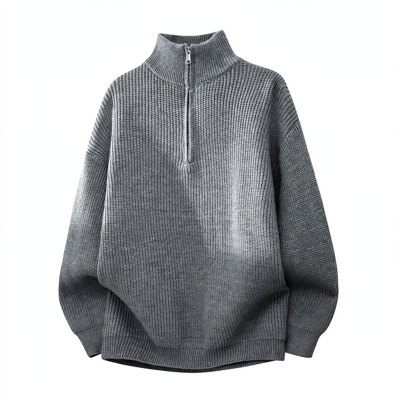 Herren-Strickpullover mit halbem Reißverschluss