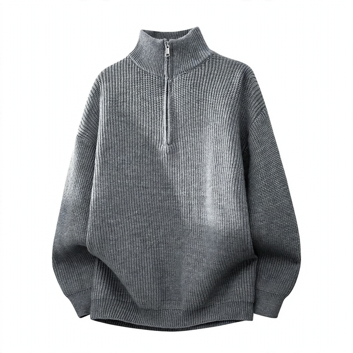 Herren-Strickpullover mit halbem Reißverschluss