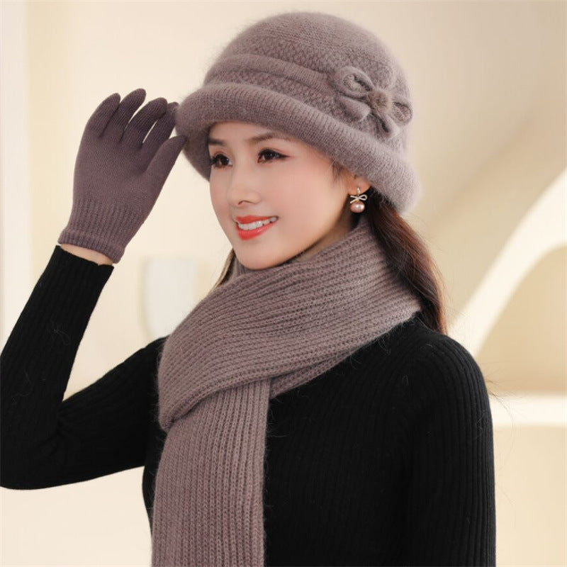 Strickmütze mit Schal und Handschuhen, Damen, Winter